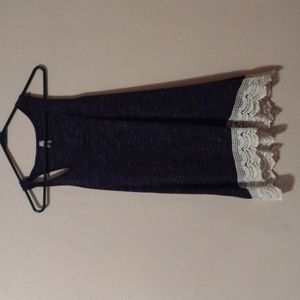 Navy with cream lace tank